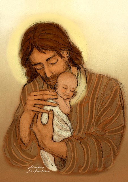 Personalised Christmas card – Lirios Doménech, Joseph and the Child